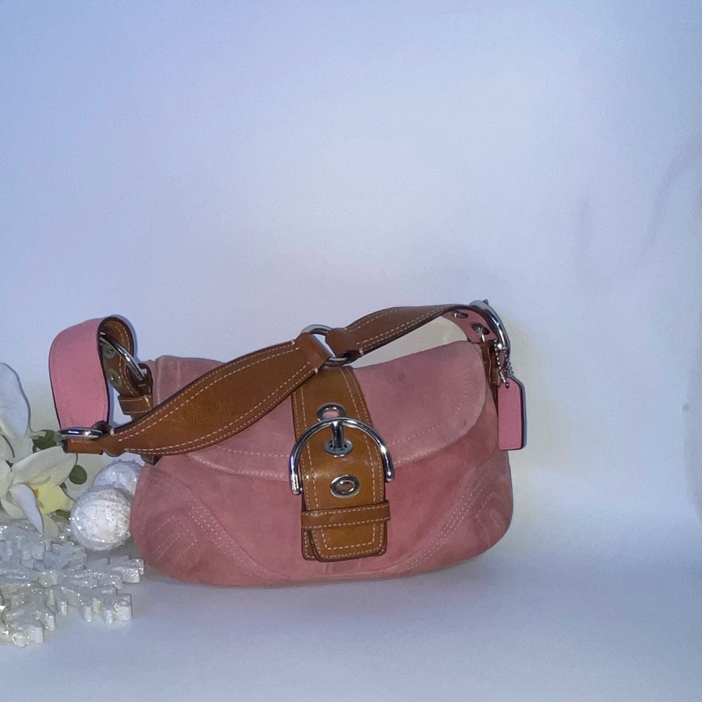 Coach Pink Suede Leather Shoulder Bag